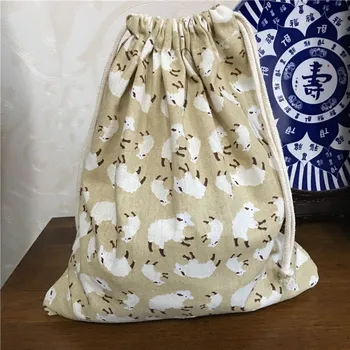 

YILE Cotton Linen Drawstring Clothing Sorted Bag Multi-purpose Pouch Print Sheep 1215-7