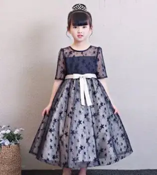 

2019 European Style Lace red/blue Girl Dress Long Sleeve Floral Child Ball Gown Kids Dresses For Girls Wedding Dress 4-14y