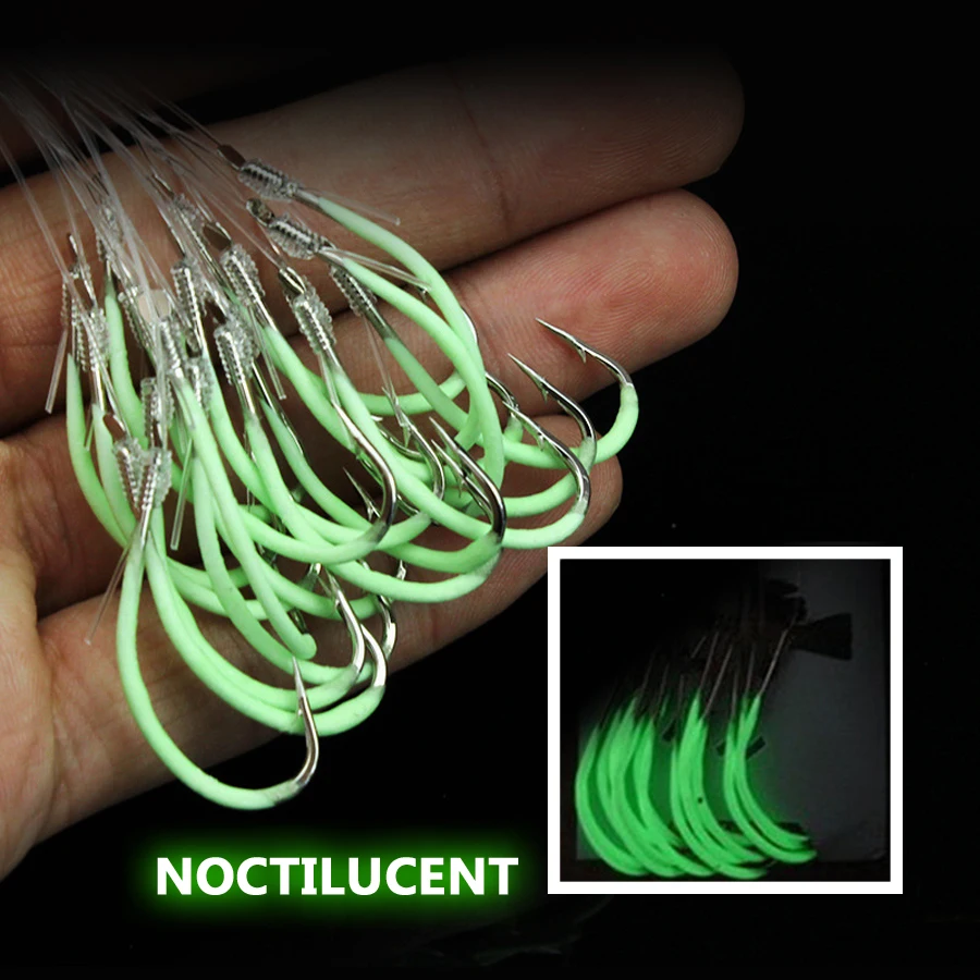 Ganchos de Pesca com Linha Acessórios de Pesca Brilho na Noite Ganhando Pacote Luminoso Fishhooks Suprimentos Iscas 14 12-30 4 de pesca com linha fishhooks acessórios de