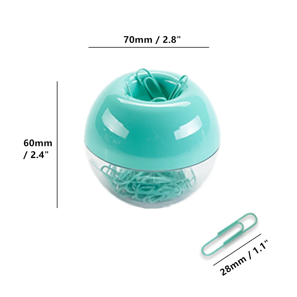 mint green paper clips dispenser holder size