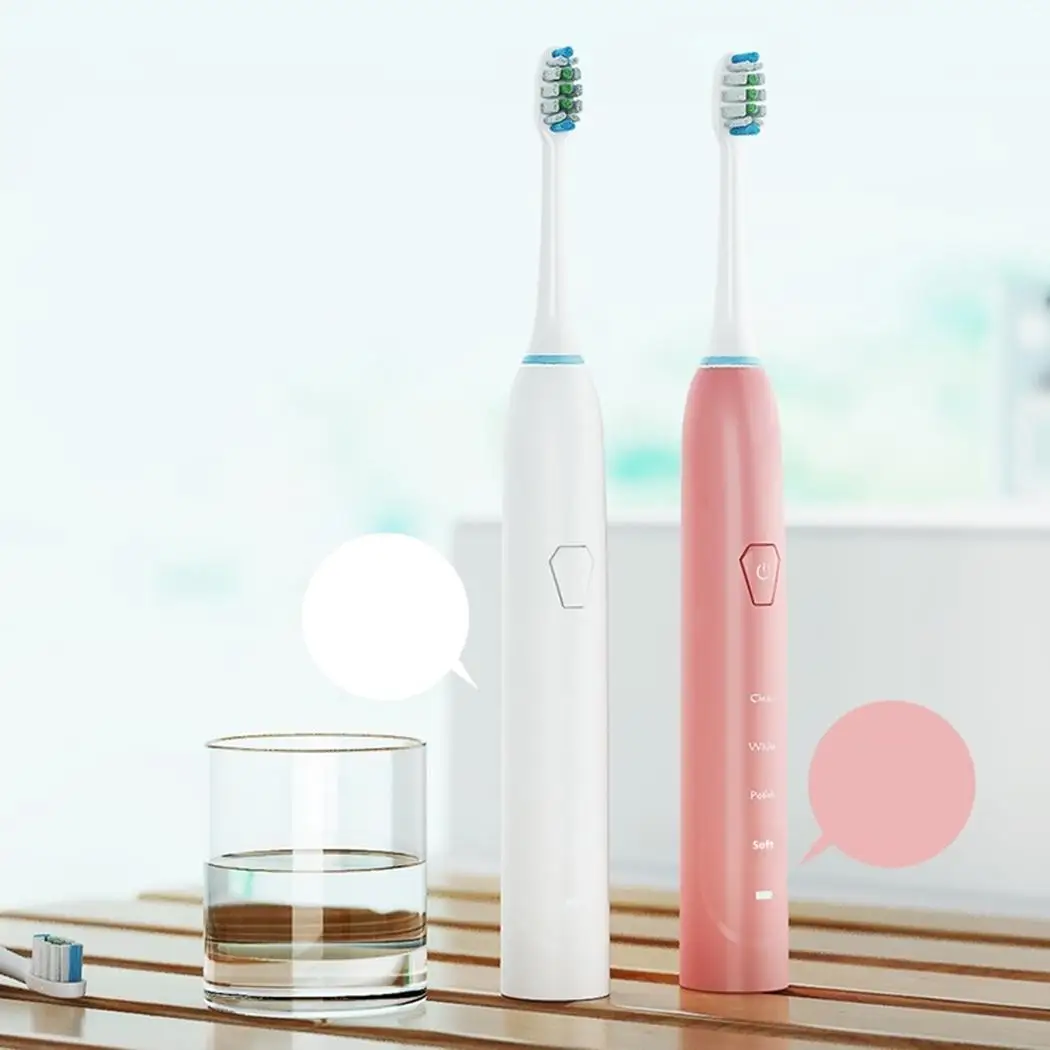 

4 Modes Sonic Electric Toothbrush with 2 Heads Rechargeable USB Charging Teeth Tooth Brush 2 Minutes Timer Vibration New