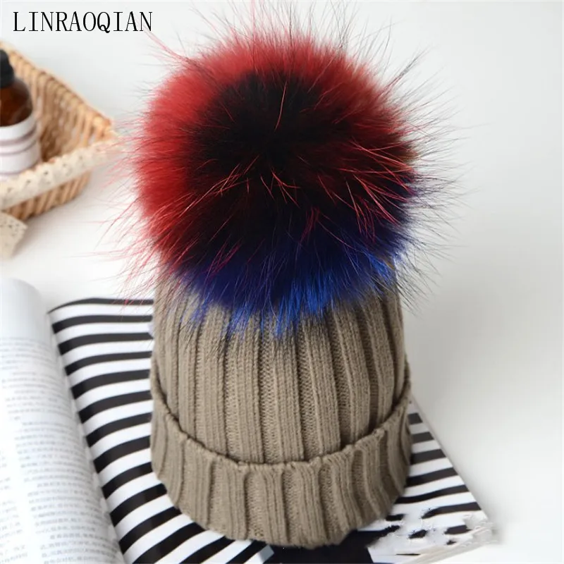 

LINRAOQIAN Brand Winter Hats For Women Beanie Fashion Fur Pompom Knit Wool Keep Warm Bonnet Femme Ski Mask Winter Cap Balaclava