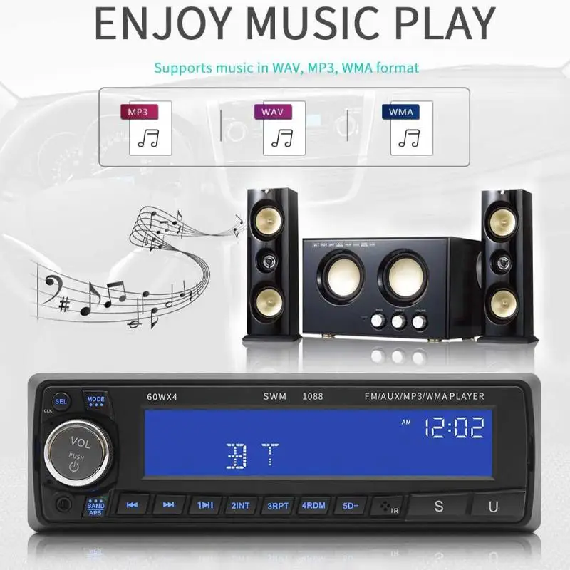 SWM 1088, автомобильный mp3-плеер, FM радио, BT AUX, дистанционное управление, автомобильное радио, Авторадио, мультимедийный плеер, аудио, стерео, MP5, Bluetooth, USB