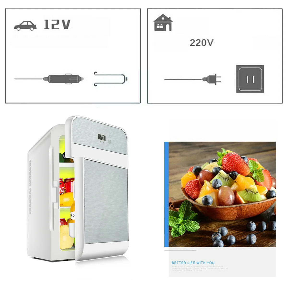 20L Refrigerator Car 12V/220V Mini Refrigerator Single-core Dual-core Digital Display Camping Home Dormitory Dual-use Fridge