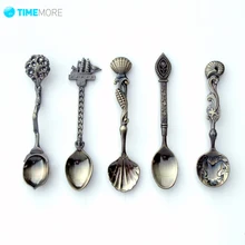 5 Pcs Set Kitchen Dining Bar Vintage Royal Style Bronze Carved Small Coffee Spoon For SnacksFlatware
