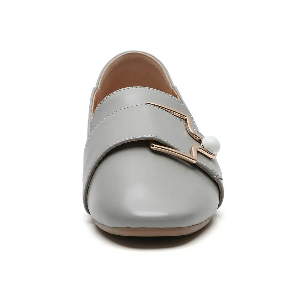 Noir gris Chaîne Rond 11 Taille Plat Talons Pu Appartements De Eshtonshero En Chaussures Mariage 3 Bout Femmes Dames Noir Élégant Cuir Perle apricot Femme qg1wSF