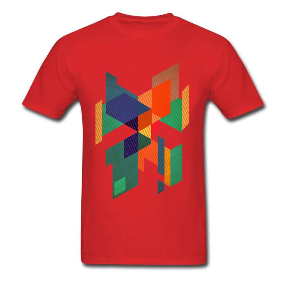 Dominant Men's Tops Tees Abstract Geometric Colors Composition Cool T Shirt Pure Cotton Short Sleeve Group T Shirt Crewneck Abstract Geometric Colors Composition red