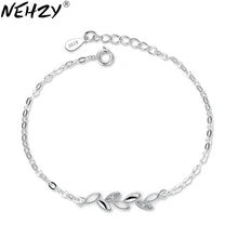 NEHZY-bracelet porte-bonheur accompagné de feuilles argentées, bijoux simples pour femmes, amoureux, accessoires doux, romantique, 17 + 3CM