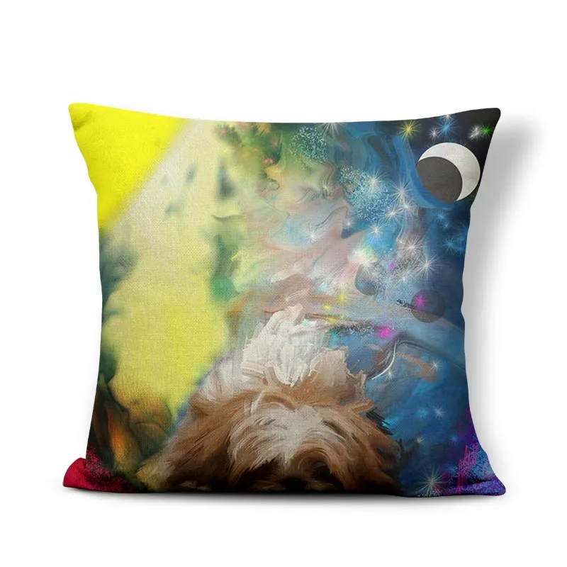 Чехлы для подушек с изображением собак-тцу наволочка ребенка евро отражение украшения звездное небо чехлы на диванные подушки, размером 45*45 см из хлопка и льна