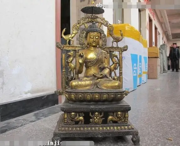 

Nepal Tibet Buddhism Sakyamuni Buddha Vintage Bronze Gild Ru Lai Buddha Statue
