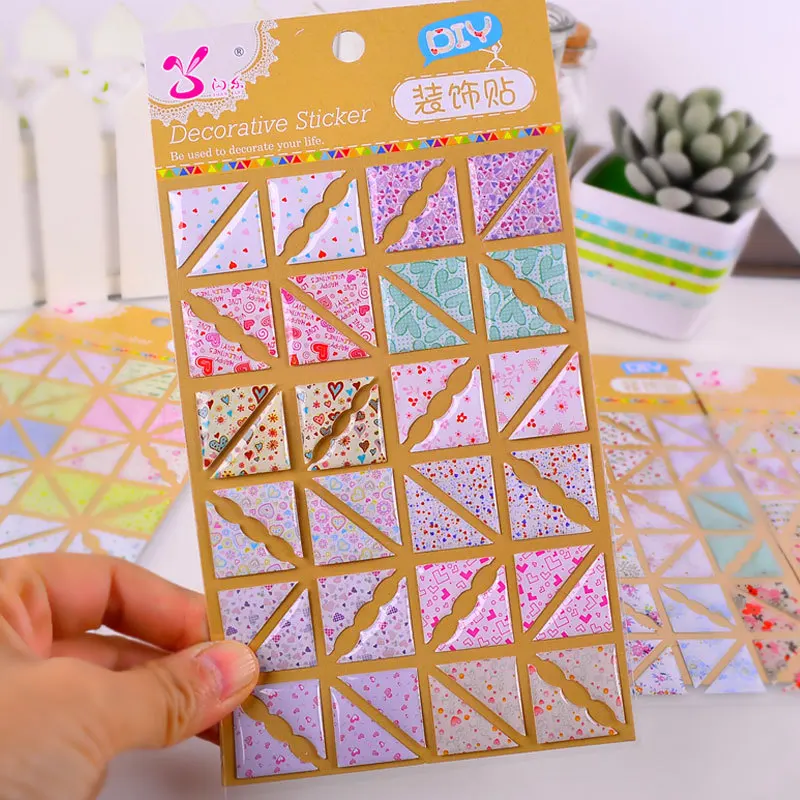 192pcs/LOT Photo Album Corner Sticker Crystal Paper DIY Scrapbook Diary Photo Album Decoration