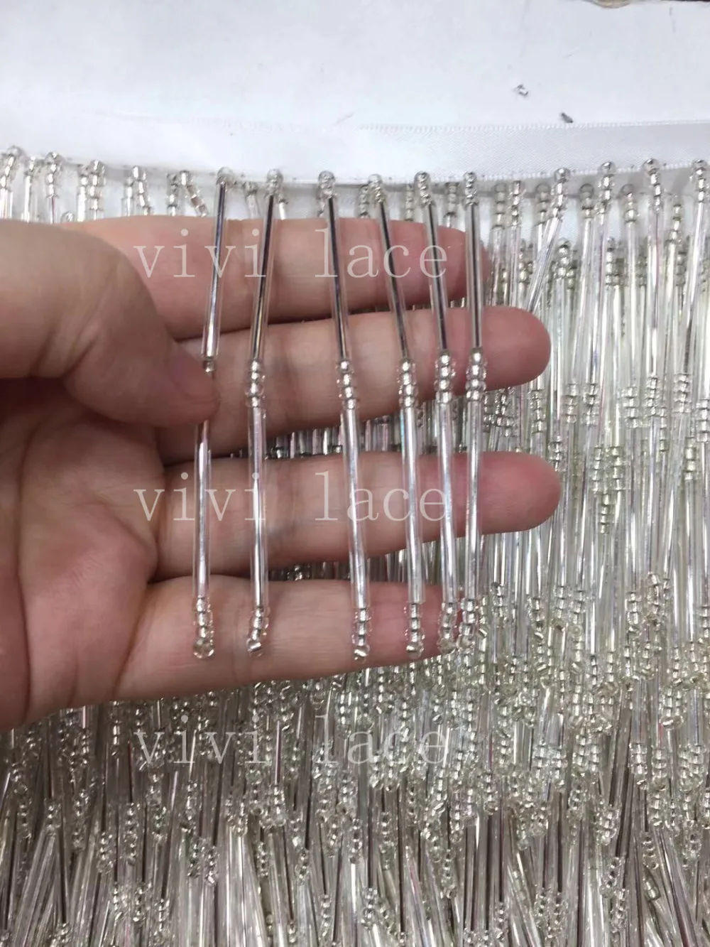 Best 10 yards bag fs101 1 # silver color beads tassel fringe 8 9cm width for decoration dress fashion designer,