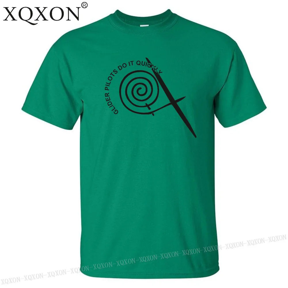 XQXON- хлопковая футболка Летняя Новинка с коротким рукавом планер пилоты сделать это быстро Футболка мужская футболка Топы K140 - Цвет: Green