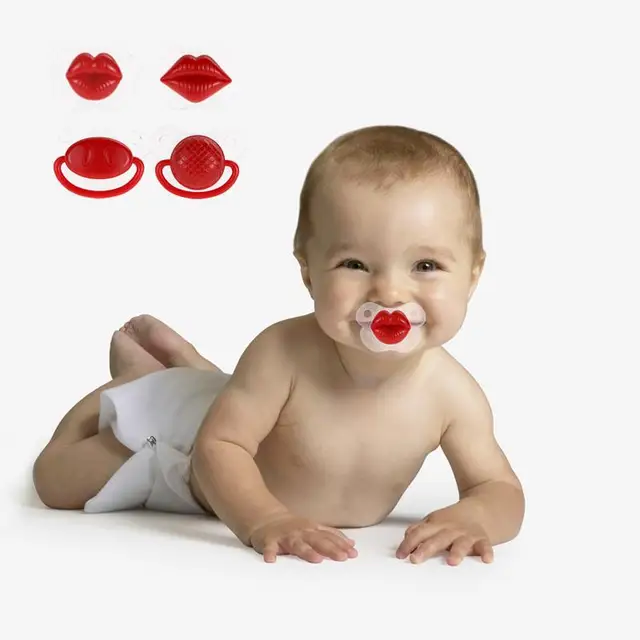 Buy Silicone Baby Pacifier Funny Red Lip Teeth Nipple