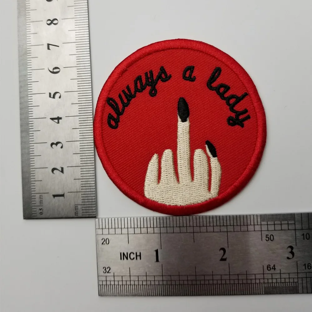 Always A Lady Parches вышивка средний палец Симпатичные значки хлопок саржа DIY Одежда патч аппликации Утюг на нашивки для одежды