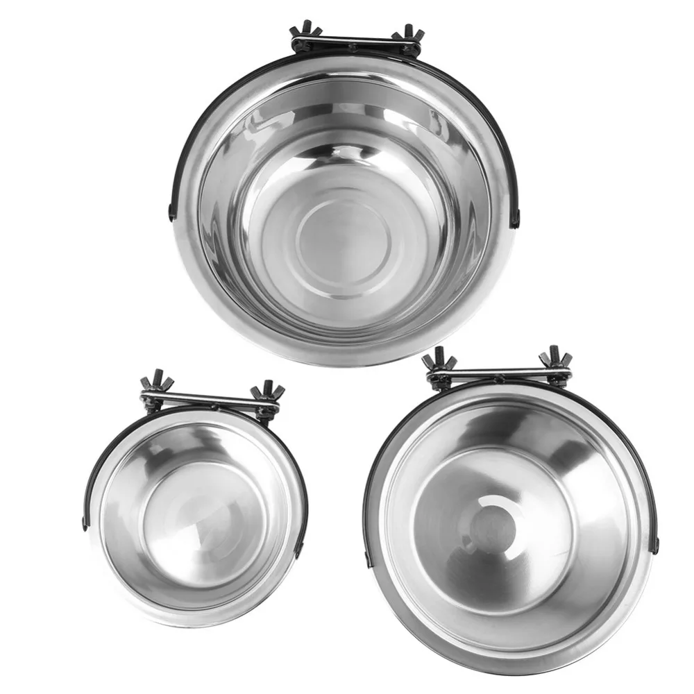 

Feeding Dog Bowl Diner Dish Can Stationary Dog Cage Bowl Stainless Steel Pet Puppy Cat Double Pet Bowls Dog Food Water Feeder