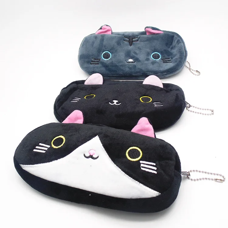 Plush Pencil Case School Supplies For Girls Stationery Office Cute Kawaii Cartoon Cat Pen Bag pouch kits Kids Gift Makeup bag (13)