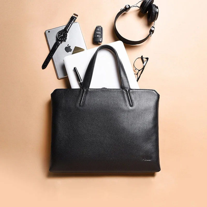 

Cobbler Legend Genuine Leather Messenger Bag Laptop Bag Handbags Cowhide Men Crossbody Bag Men's Travel Black Leather Briefcases