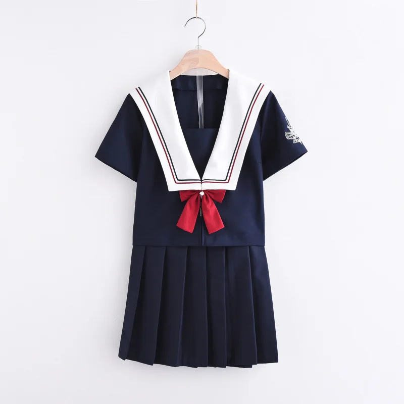 Uhyd S-XXL Зимняя школьная форма хор Униформа моряков синяя школьная девушка аниме костюмы топ юбка и кардиган