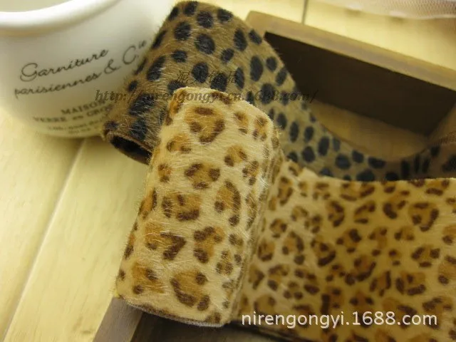 New Winter 591cm Leopard grain horsehair fabrics satin ribbon DIY Hair bowknot accessories material Satin Riband 5pcsLot_5