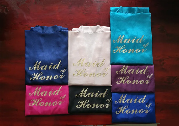 Халат Maid of Honor с золотыми буквами халаты для невесты пижамы халат ночная рубашка