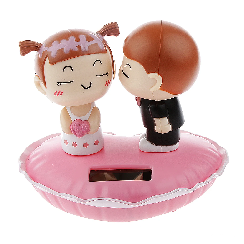 Cute Plastic Solar Power Kiss Dolls Car Ornament Auto Accessories