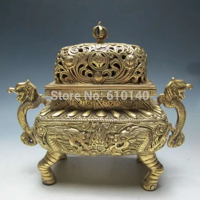 

Chinese Bronze Six Dragon Incense Burner & Lid