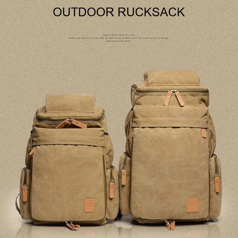 

2019 new fashion men's canvas shoulder bag ladies large capacity multi-function travel hiking backpack
