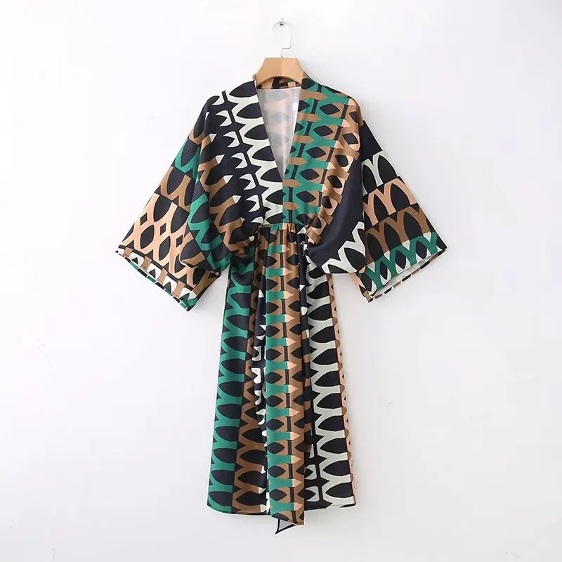 Fashion Women 2018 New The European and American fashion printing fold dress