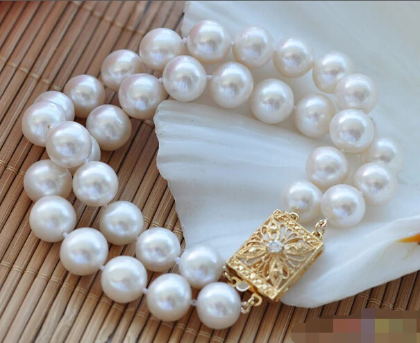 

FREE SHIPPING>>>@@ > 2row round white freshwater pearl bracelet