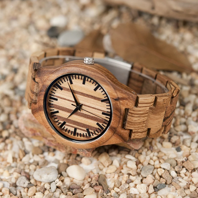 BOBO BIRD L-G22 Retro Wood Watches Men 100% Zebra Wooden Watch Quartz Movement Male Clocks Best Gift in Box