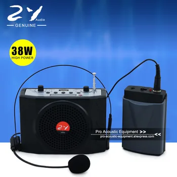 

38W Portable Amplifier Loudspeaker Teaching Speaker Wireless Headset Microphone For Sales Pomotion Tour Guide MP3 FM Radio USB