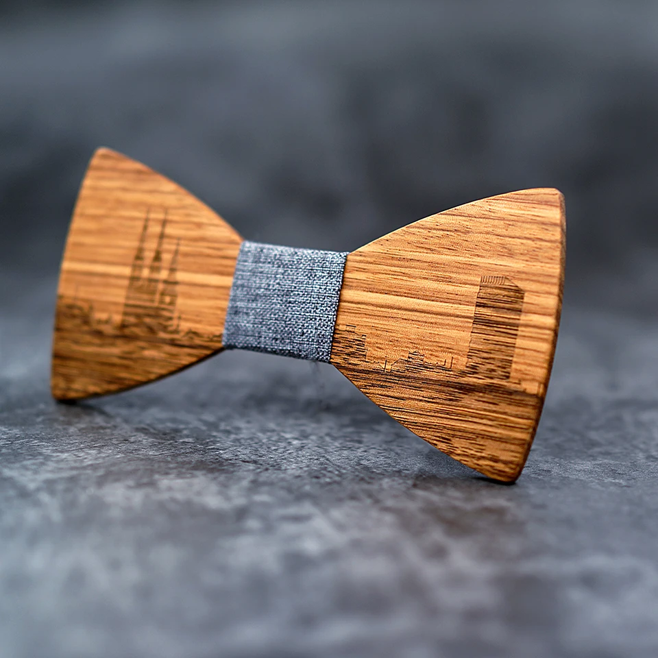  Wood Skyline ZAGREB Men Bow Tie and Handkerchief Bowtie Necktie Cravate Homme Noeud Papillon Man Co