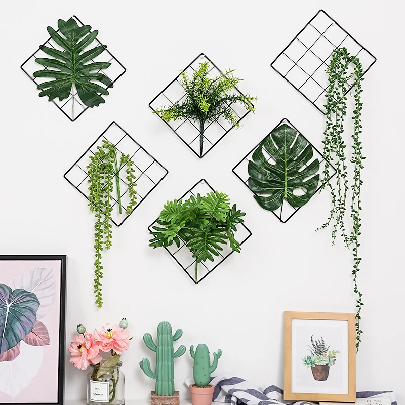 Multi-Function Iron Metal Grid Decor Photo Frame Wall Art Display Mesh Storage Shelf Organizer Rack Holder + 10pcs Wooden Clips
