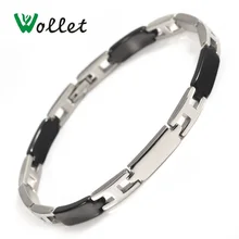 Wollet Ювелирные изделия 316L браслет из нержавеющей стали для женщин черный металлик Серебряный цвет 21 см модные женские полированные