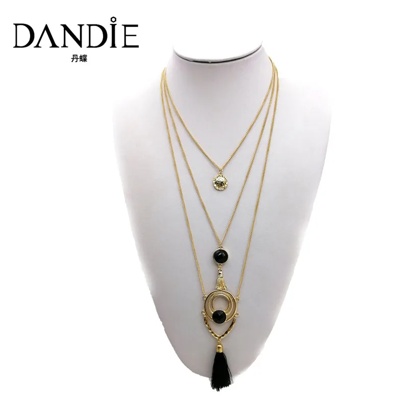 

Dandie three layer tassel pendant necklace, thin chain trendy jewelry for women