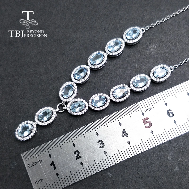 TBJ, роскошное 925 серебряное ожерелье с кулоном, натуральный овал 4*6 мм 4.8ct, хороший цвет, Аквамарин для женщин, годовщина жены, подарок, повседневная одежда