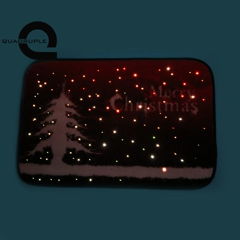 

Quadruple Optical Fiber Light Door Mat LED Induction Star Light Glowing Flashing Mat Merry Christmas Party Outdoor Carpet Decor