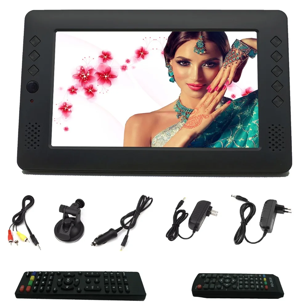 

factory price!ATSC or 9 inch rechargeable battery wifi internet H.265 USB HD out multi-language OEM portable tv!