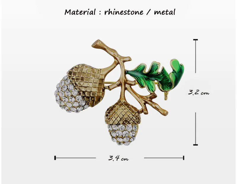 Morkopela филберт фрукты броши для Для женщин эмалевые, на воротник Pin Винтаж шпильки для шарф ювелирные булавки со стразами и броши