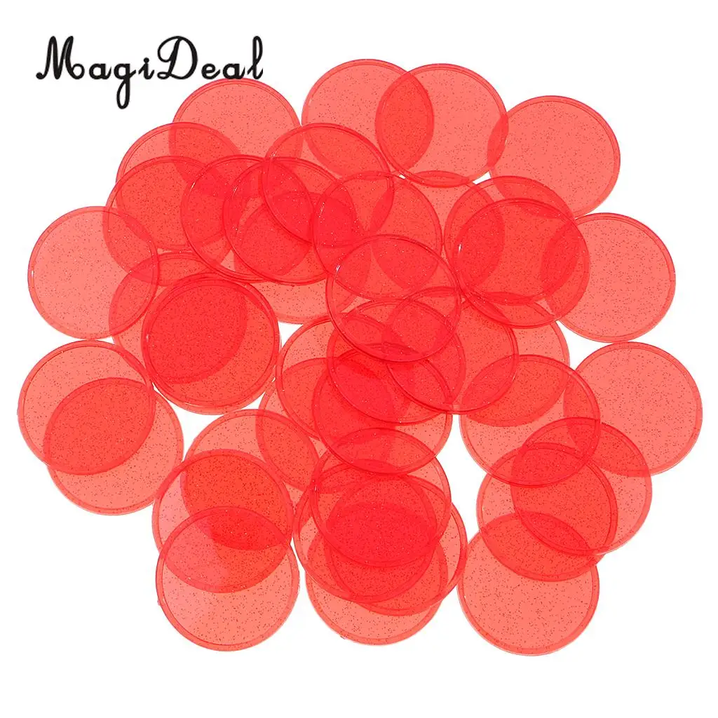 MagiDeal 40Pcs Plastic Count Bingo Chips Markers for Bingo Game Cards Party Fun Family Club Games Supplies Accessory