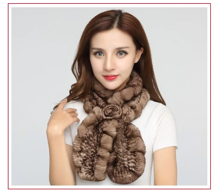 knitted rabbit fur scarf with flower (15)