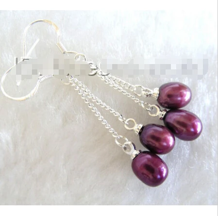 

WONDERFUL wine-red drip nautral pearls earrings 925s b1029Noble style Natural Fine jewe fast SHIPPING