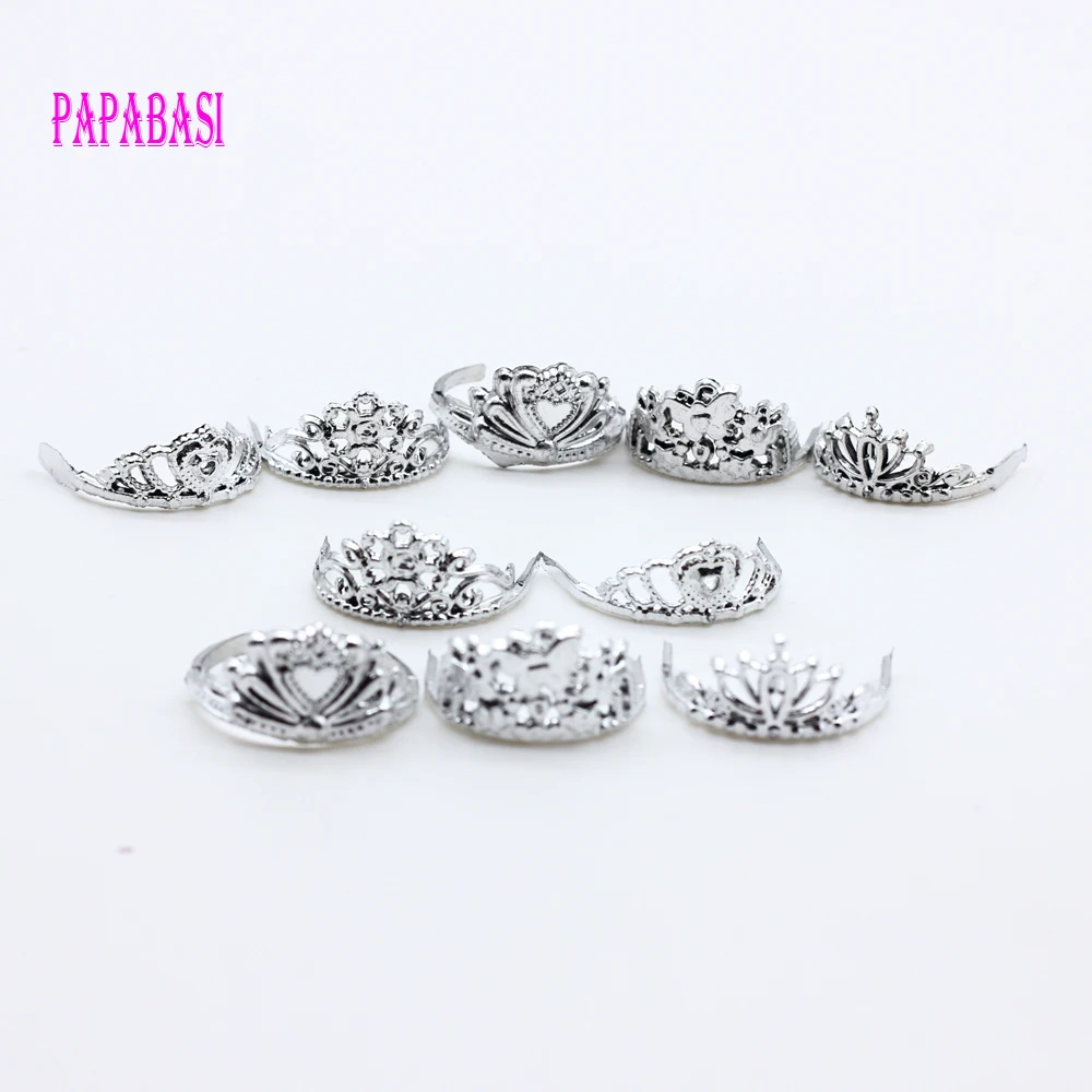 

10pcs/set silver plating crown decoration accessory for barbie dolls girl gift toy