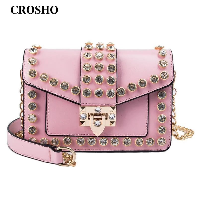

CROSHO The New Diamond encrusted Single shoulder Crossbody Bag Is Stylish and Versatile with A Small Chain Square Bag