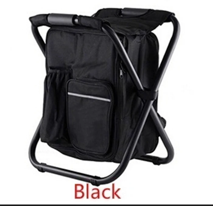 2 в 1 открытый кемпинг складной рюкзак стул рыболовное кресло портативное Походное сиденье с охладителем изолированный двойной ткань Оксфорд - Цвет: Black