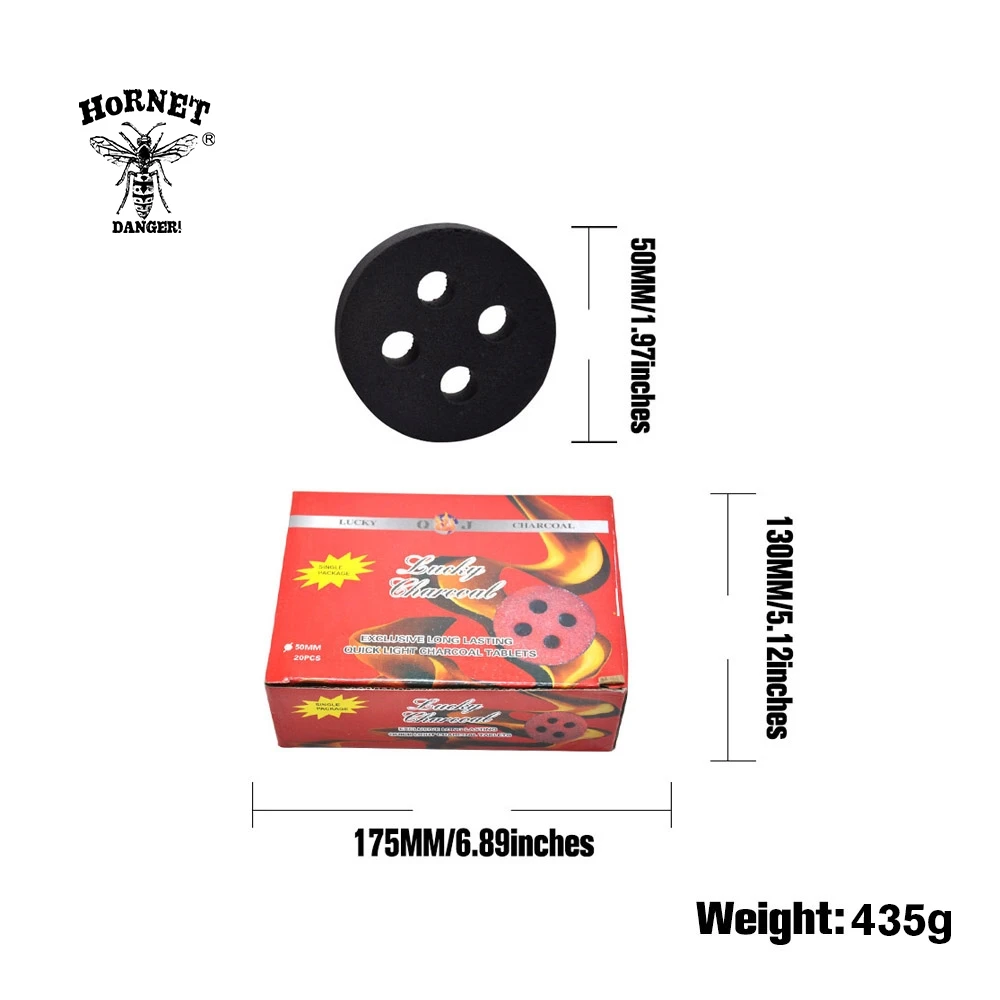 HORNET Лаки Круглый ученик-образный уголь для кальяна Быстросохнущий долгое время 4 круглого отверстия сжигает более полностью Чича уголь