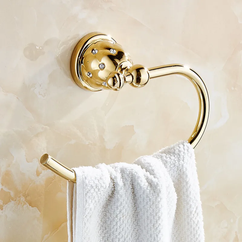 Günstig Handtuch Ringe Solide Messing Gold Handtuch Halter Bad Regal Handtuch Rack Kleiderbügel Luxus Bad Zubehör Wand Montiert Handtuch Bar 5207