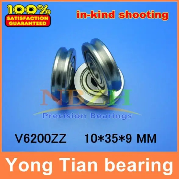 

10pcs high quality ABEC-5 Z2V2 guide wheel bearings A1002ZZ V6200ZZ V90 10*35*9 mm pulley bearings V groove width 4.2 mm