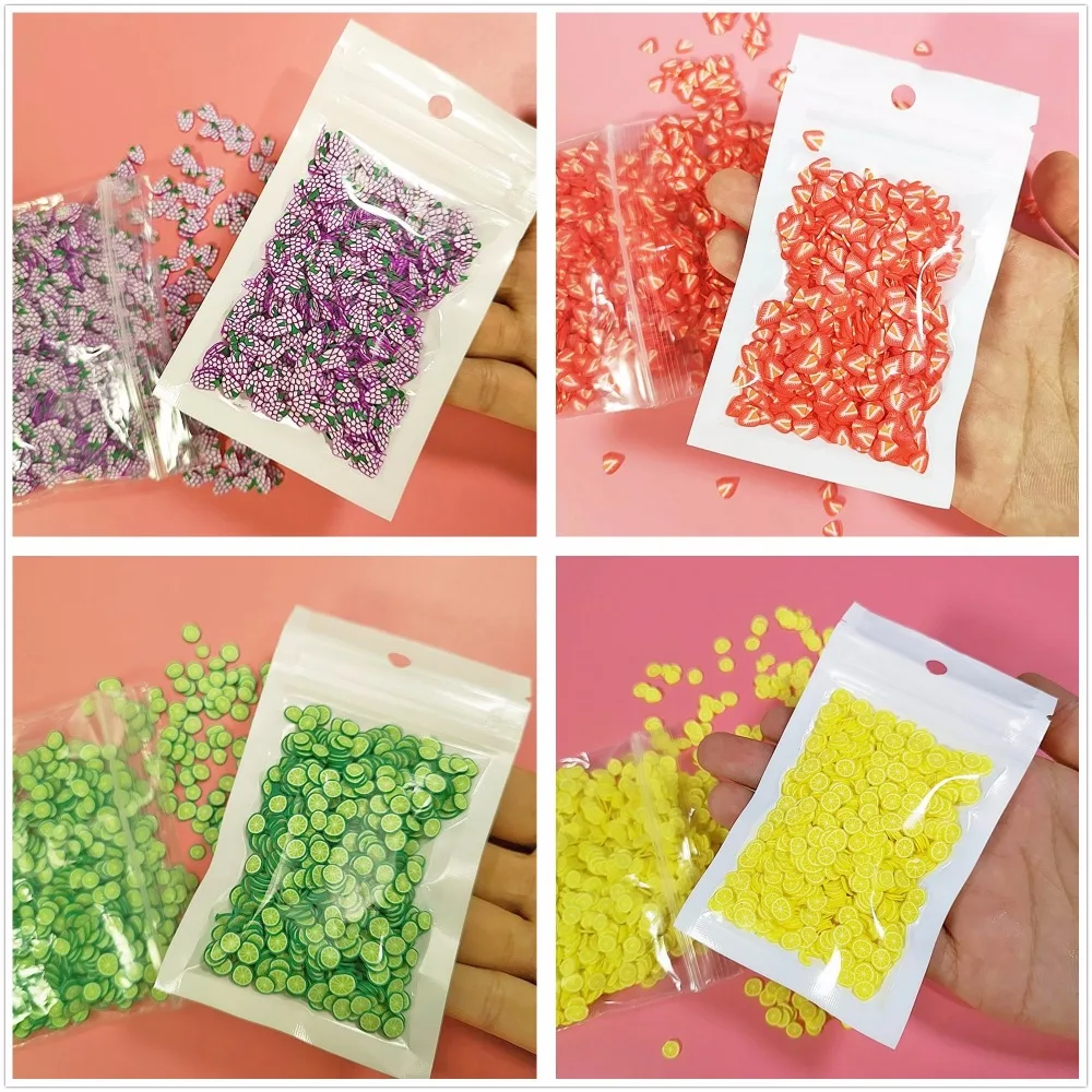 1000pcs Cristal Fruit Slime Toys for Kids Funny Clear Clay Non Stick Hand Antistress Jelly Mud Polyer Clay Accessories
